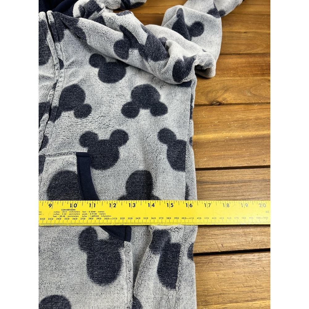 Disney Mickey Mouse Fleece One Piece Pajamas Women's S Grey Hooded - Picture 5 of 6